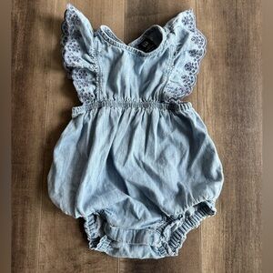 Baby GAP Chambray Eyelet Romper | 6–12 Months